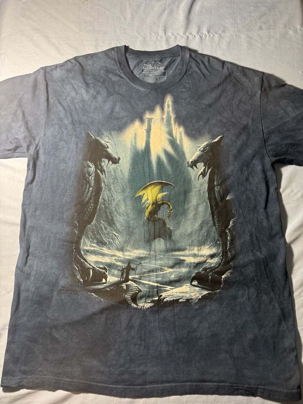 Vtg 2002 The Mountain Dragon Fantasy Art T-Shirt XL Blue